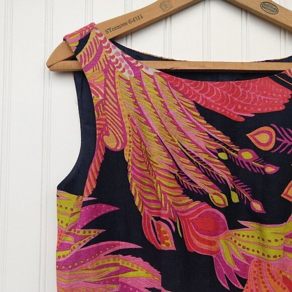 Nanette Lepore Exotic Plume Mini Dress Size 6 Floral Silk Linen Blend Pockets - Picture 3 of 10